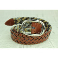 Brown leather braided belt